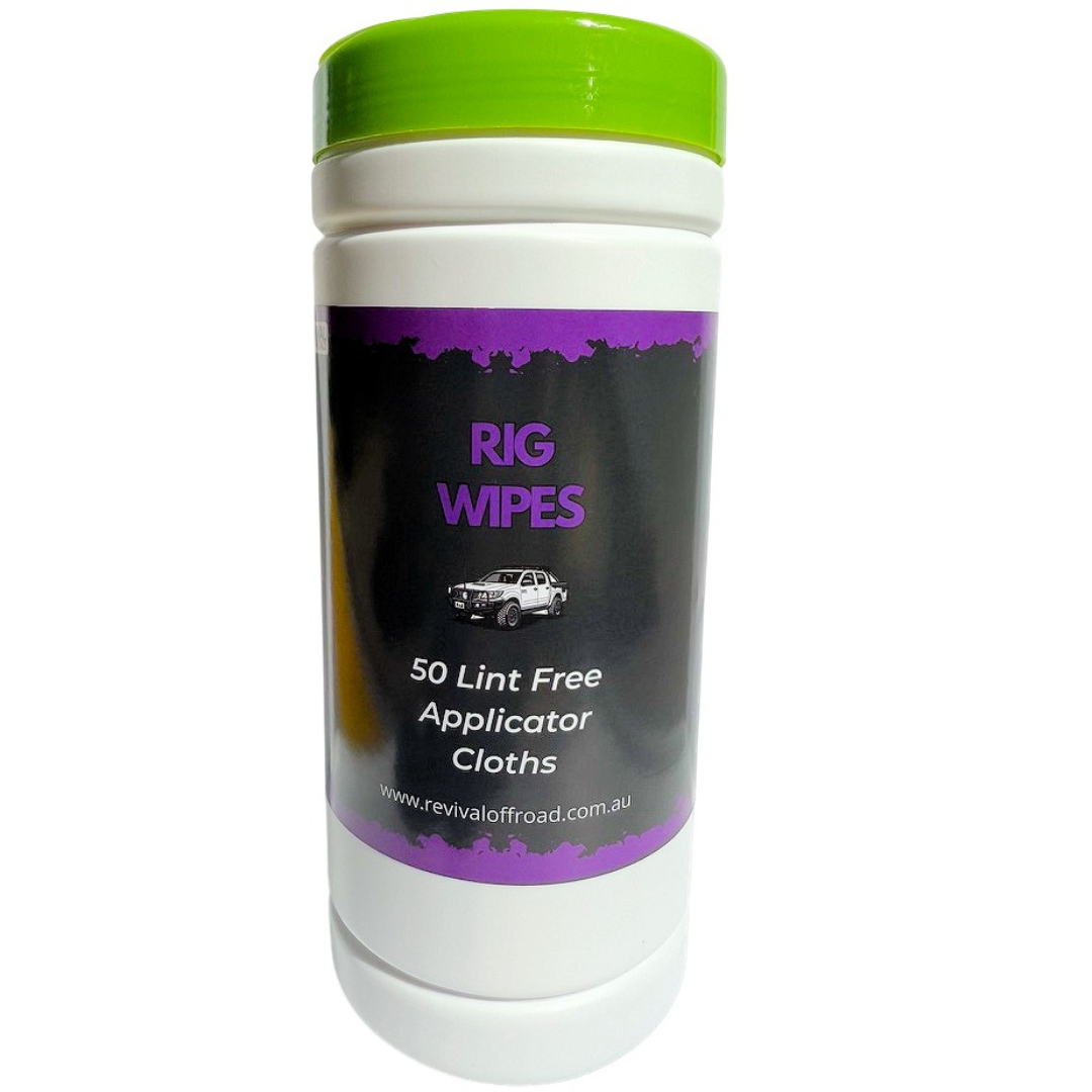 Lint-free application wipes for Rig Revive and Rig Renew. Rinse and re-use. Durable and tough. 