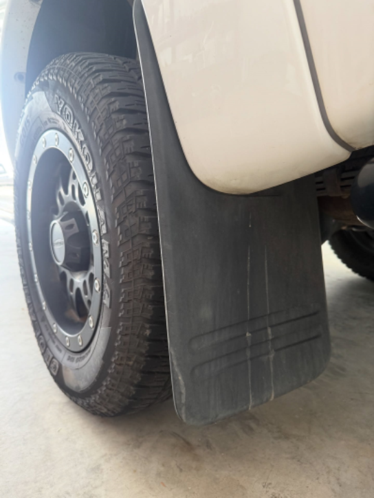 Before restoring faded 4WD plastic mud flaps. Long lasting. Silicone Free